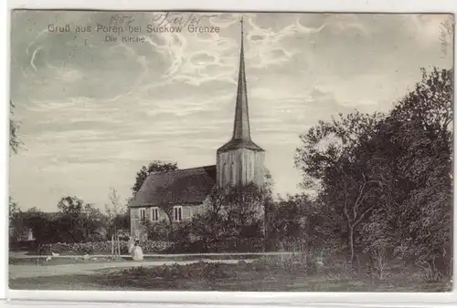 51529 Ak Gruß aus Porep bei Suckow Grenze die Kirche 1917