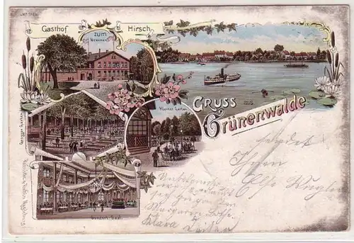 51445 Ak Lithographie Salutation de Grünenwalde Gasthof 1898