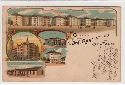 51414 Ak Lithographie Gruß vom 4. Inf. Regt. Nr.103 in Bautzen 1914