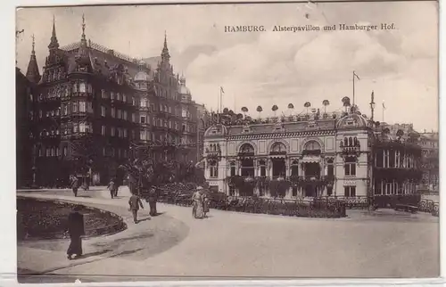 51367 Ak Hamburg Alsterpavillon et Hamburger Hof 1908