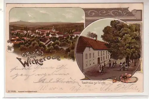 51253 Ak Lithographie Gruß aus Wickerode Gasthaus zur Linde 1908