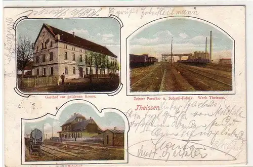 51239 Mehrbild Ak Theissen Bahnhof, Gasthof usw. 1910