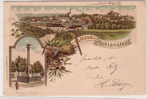51233 Ak Lithographie Gruß aus Schlanstedt Kriegerdenkmal 1897