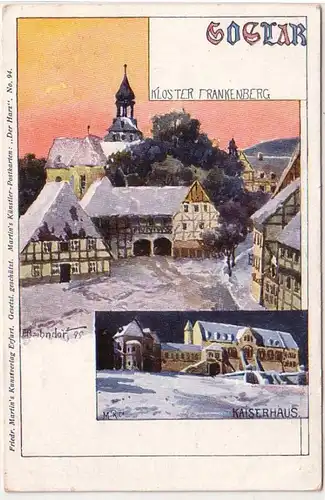 51183 Künstler Ak Goslar Kloster Frankenberg und Kaiserhaus um 1900