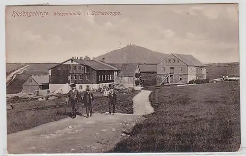 51087 Ak Riesengebirge Wiesenbaude mit Schneekoppe um 1910