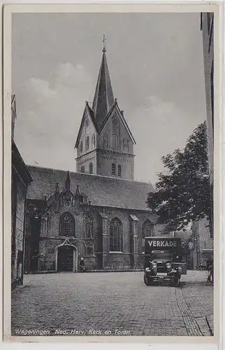 51022 Ak Wageningen Ned. Herv. Kerk en Portes avec camion vers 1940
