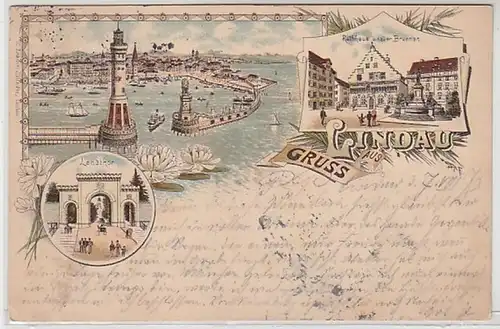 51005 Ak Lithographie Salutation de Lindau dans le lac de Constance 1896