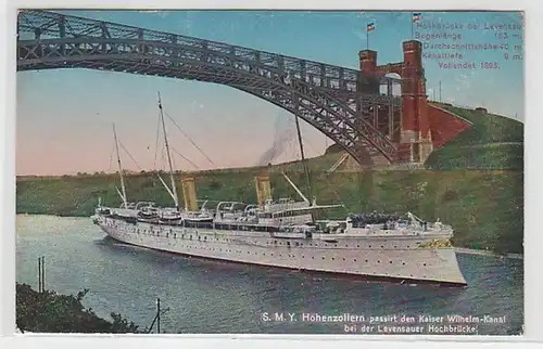 50988 Ak Hochbrücke bei Levensau S.M.Y. Hohenzollern um 1920