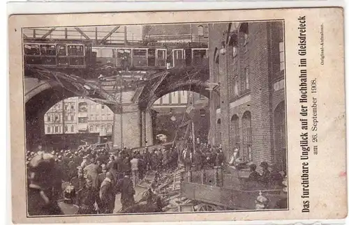 50985 Ak Berlin das furchtbare Unglück auf der Hochbahn im Gleisdreieck 1908