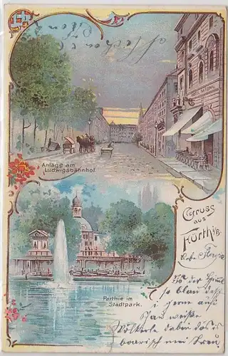50977 Ak Lithographie Gruss de Fürth in B. 1900