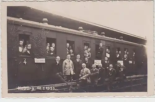 50978 Foto Ak Koburg Eisenbahnhänger mit Turner Riege 1925
