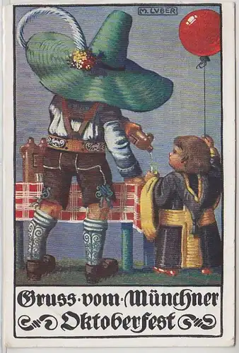 50961 Ak Salutation du Munich Oktoberfest avec Munich Kindl 1912