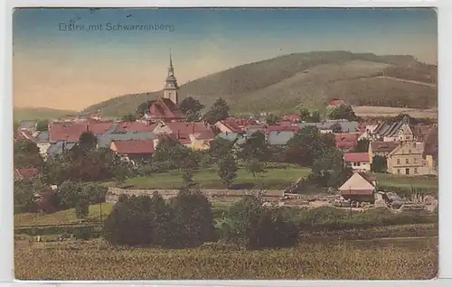50954 Feldpost Ak Elstra mit Schwarzenberg Totalansicht 1915