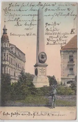 50953 Ak Erlangen Kaiser Wilhelm Denkmal 1903
