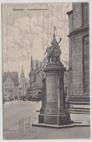 50916 Ak Bremen Turmbläserbrunnen 1919