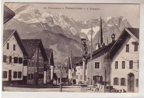 50902 Ak La place Florian à Partenkirchen et le Zugspitze 1910