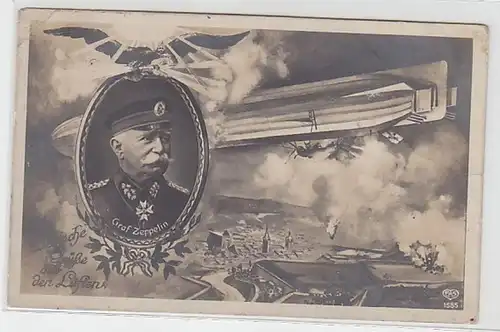 50894 Ak Comte Zeppelin Salutations allemandes des airs 1917