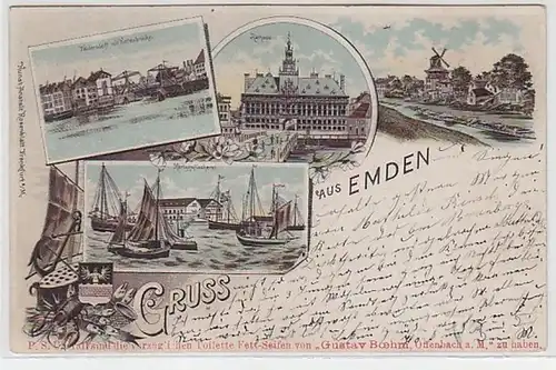 50873 Ak Lithographie Salutation de Emden 1897