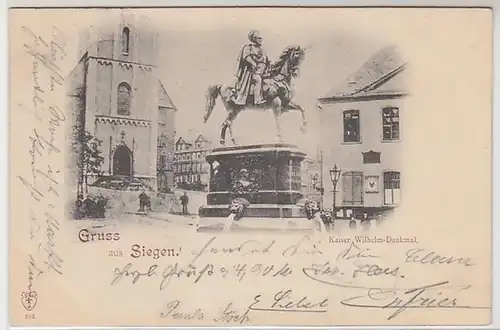 50872 Ak Salutation de Siegen Kaiser Wilhelm Monument 1897