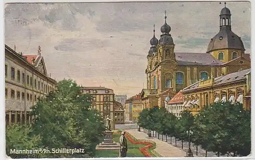 50870 Ak Mannheim am Rhein Schillerplatz 1915
