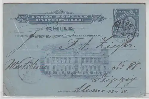 50864 seltene Ganzsachenkarte Chile nach Leipzig 1906