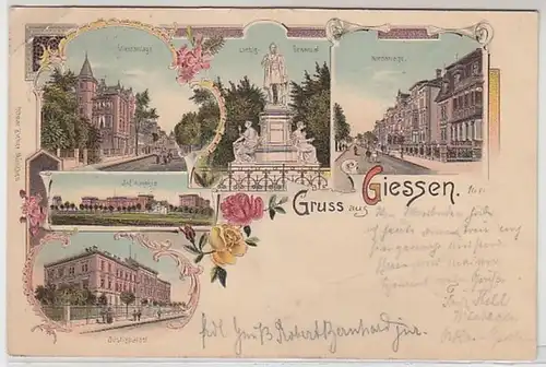 50855 Ak Lithographie Gruss aus Giessen 1900