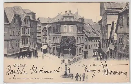 50838 Ak Giessen Kreuzplatz mit Mäusburg 1905