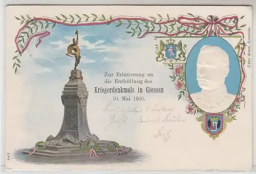 50829 Präge Ak Lithographie Enthüllung des Kriegerdenkmals in Giessen 1900