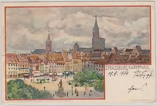 50800 Ak Lithographie Strasbourg Kleberplatz 1904