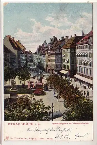 50799 Ak Strasbourg i.E. Gutenbergplatz avec des croyances commerciales 1904