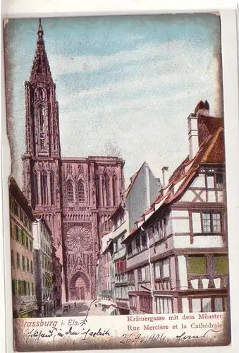 50798 Ak Strasbourgim Alsace Krämergasse avec la Münster 1904