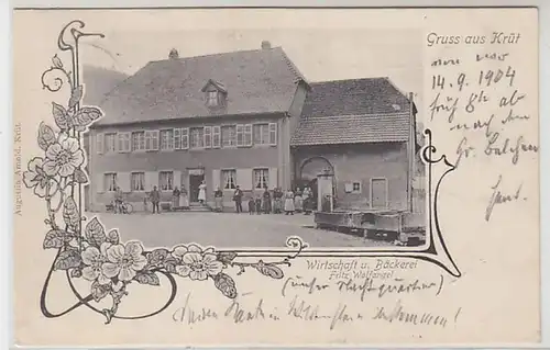 50794 Ak Gruß aus Krüt im Elsass Wirtschaft und Bäckerei 1904