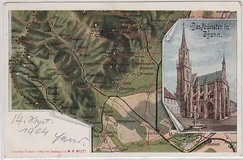 50793 Ak Lithographie Le munster à Thann en Alsace 1904