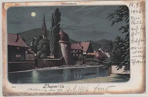 50792 Ak Lithographie Thann im Elsass Storchenturm 1904