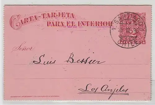 50782 carte complète rare Chili Santiago vers Los Anjeles 1896