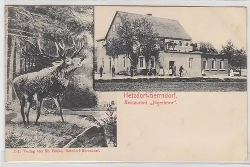 50767 Ak Hetzdorf Herrndorf Restaurant "Jägerhorn" 1907