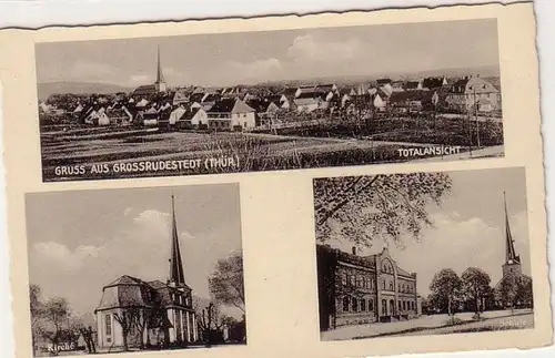 50657 Multi-image Ak Gruss de Grossrudestedt Total vue Eglise école vers 1930