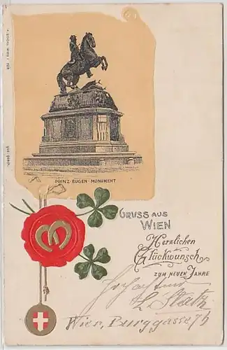 50647 Präge Ak Gruß aus Wien Prinz Eugen Monument um 1900