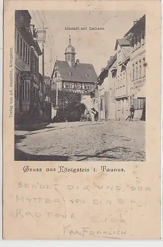 50638 Ak Salutation en Königstein dans le centre historique Taunus avec hôtel de ville 1902