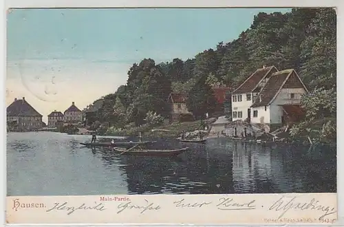 50614 Ak Hausen Main Partie mit Booten 1903