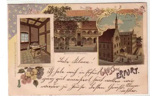 50579 Ak Lithographie Gruß aus Erfurt 1899