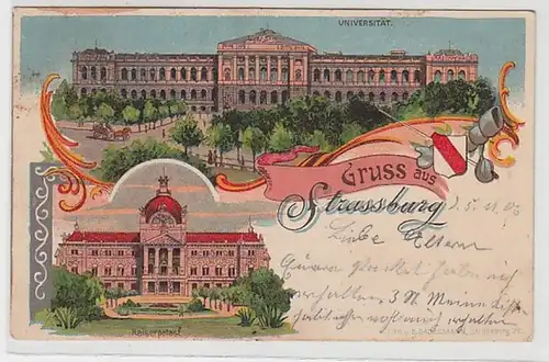 50540 Studentika Ak Lithographie Gruß aus Strassburg 1906