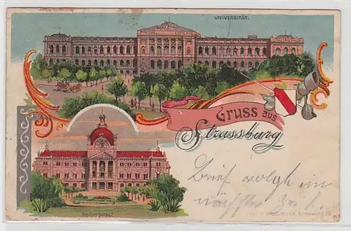 50539 Studentika Ak Lithographie Gruß aus Strassburg 1906