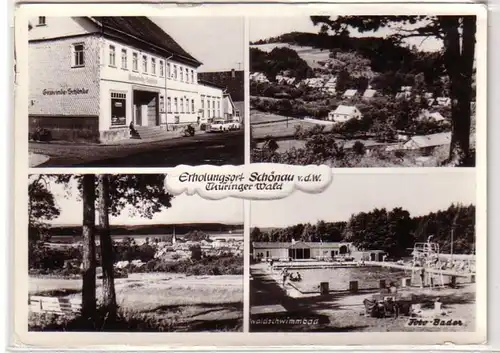 50506 Mehrbild Ak Gruß aus Schwarzbach Totalansicht, Gasthof und Rittergut 1900