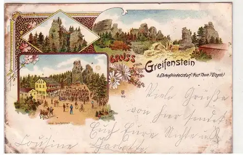 50503 Ak Lithographie Gruß vom Greifenstein bei Ehrenfriedersdorf 1901