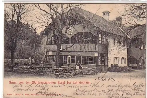 50497 Ak Gruß von der Waldrestauration Bergl bei Schleissheim 1904
