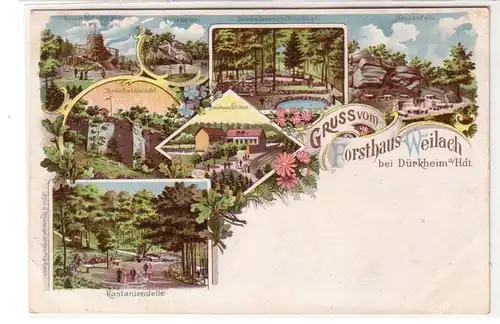 50488 Ak Lithographie Salutation du Forsthaus Weilach près de Dürkheim a. Hdt. vers 1900