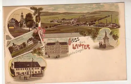 50484 Ak Lithographie Gruß aus Lauter im Erzgebirge um 1900