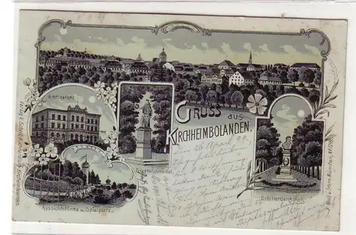 50477 Mondscheinkarte Gruss aus Kirchheimbolanden 1899