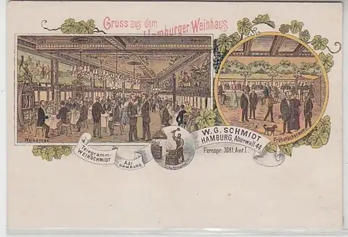 50417 Ak Lithographie Salutation de la Maison du vin de Hambourg vers 1900